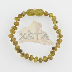 Amber teething bracelet baroque light green raw